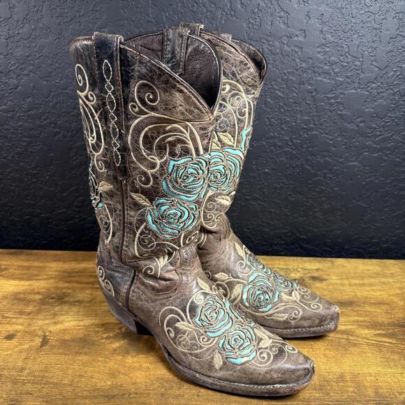 Soto Boots Womens Size 9 Brown Turquoise Embroidered Western Cowboy Boots - Picture 3 of 8